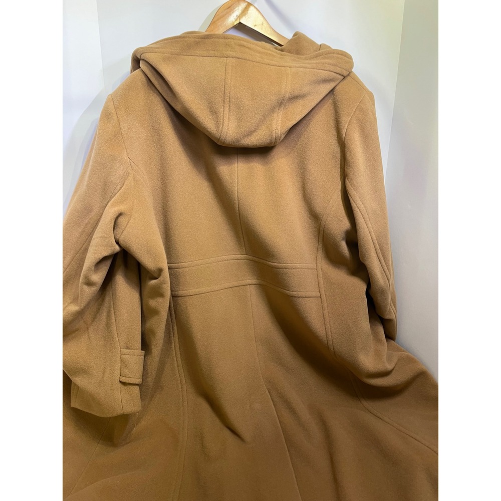 Anne Klein Womens Camel Wool Cashmere Blend Hooded Double Breasted Coat 24W - Picture 8 of 15